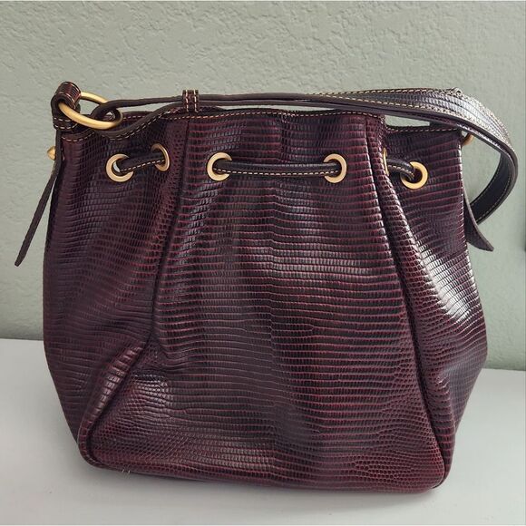Dooney & Bourke Lizard Embossed Drawstring Shoulder Bag - Picture 4 of 15